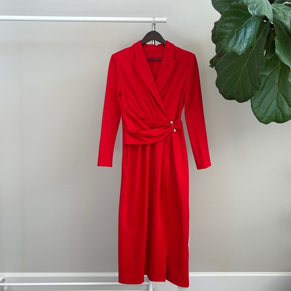 MOTF Vibrant Red Long Sleeve Dress